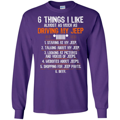 Funny Off Road Driving T-shirt 6 Things I Like Almost As Much As Purple