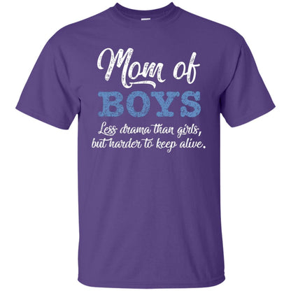 Mom Of Boys Less Drama Than Girls But Harder To Keep Alive Shirt Purple