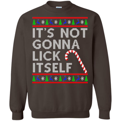 Christmas T-shirt It's Not Gonna Lick Itself Dark Chocolate