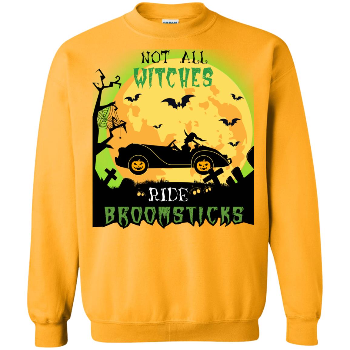 Not All Witches Ride Broomsticks Witches Drive Car Funny Halloween Shirt Gold