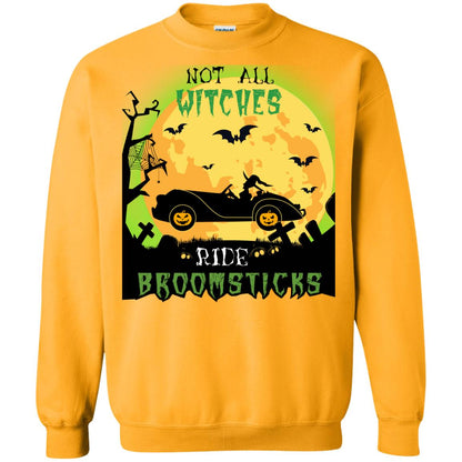 Not All Witches Ride Broomsticks Witches Drive Car Funny Halloween Shirt Gold