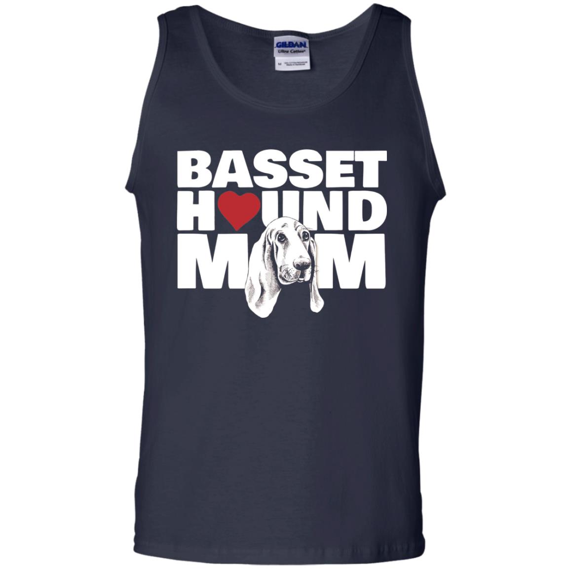 Basset Hound Mom Heart T-shirt Navy