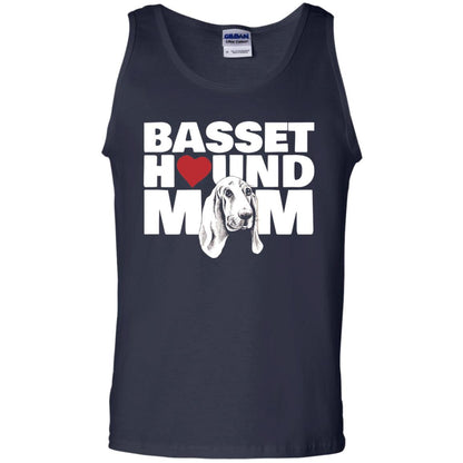 Basset Hound Mom Heart T-shirt Navy