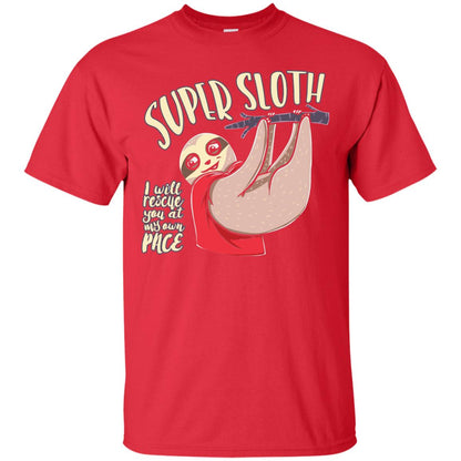 Funny Sloth T-shirt I Will Rescue You At My Own Pace Red