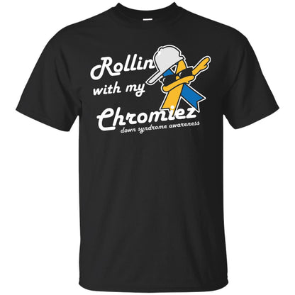 Rolling With My Ehromiez Down Syndrome Awareness T-shirt Black