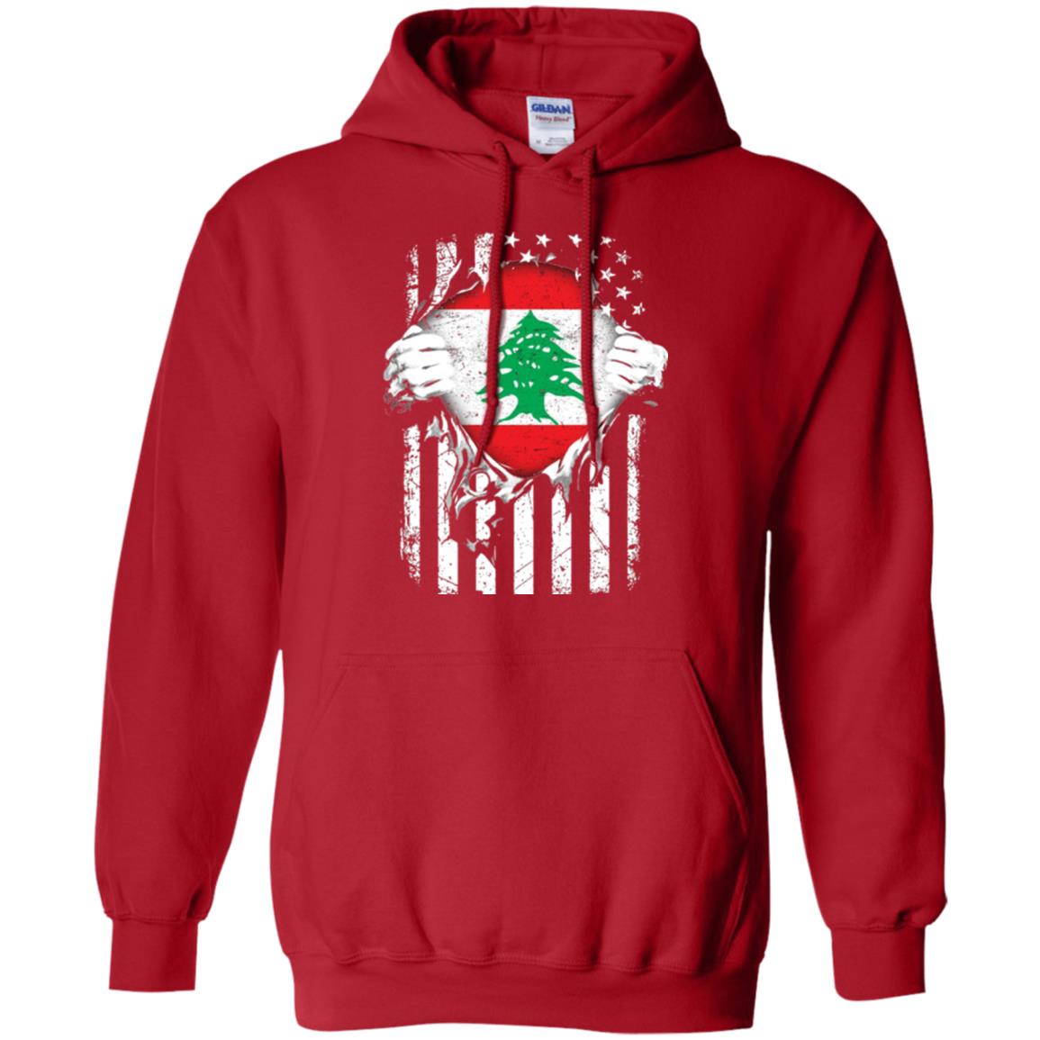 Super Lebanon Hearts American Patriot Flag Lebanese T-shirt Red