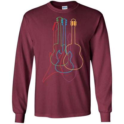 Colored Guitars Electric Acoustic Classical T-shirt Maroon