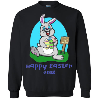 Easter Bunny Stop Here Funny Easter Day T-shirt Black