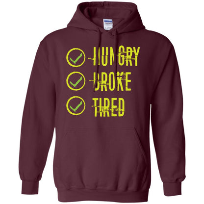 Hungry Broke Tired Check Mark T-shirt Maroon