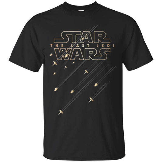 Star Wars Last Jedi Gold Platinum Rebel Fleet Logo T-shirt Black
