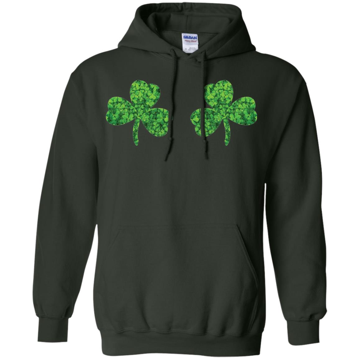 Shamrock Boobs Funny Saint Patrick_s Day T-shirt Forest Green