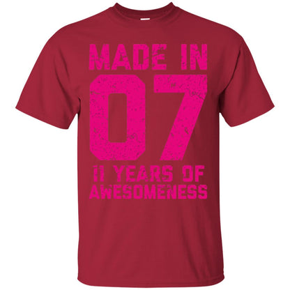 Made In 07 Age 11 Eleven Years Of Awesomeness T-shirt Cardinal