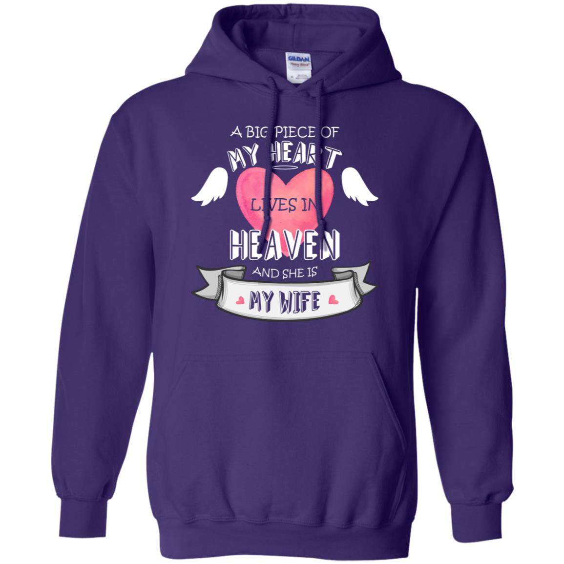 A Big Piece Of My Heart Lives In Heaven And She Is My Wife Shirt Purple