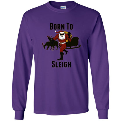Christmas T-shirt Born To Sleigh T-shirt Purple