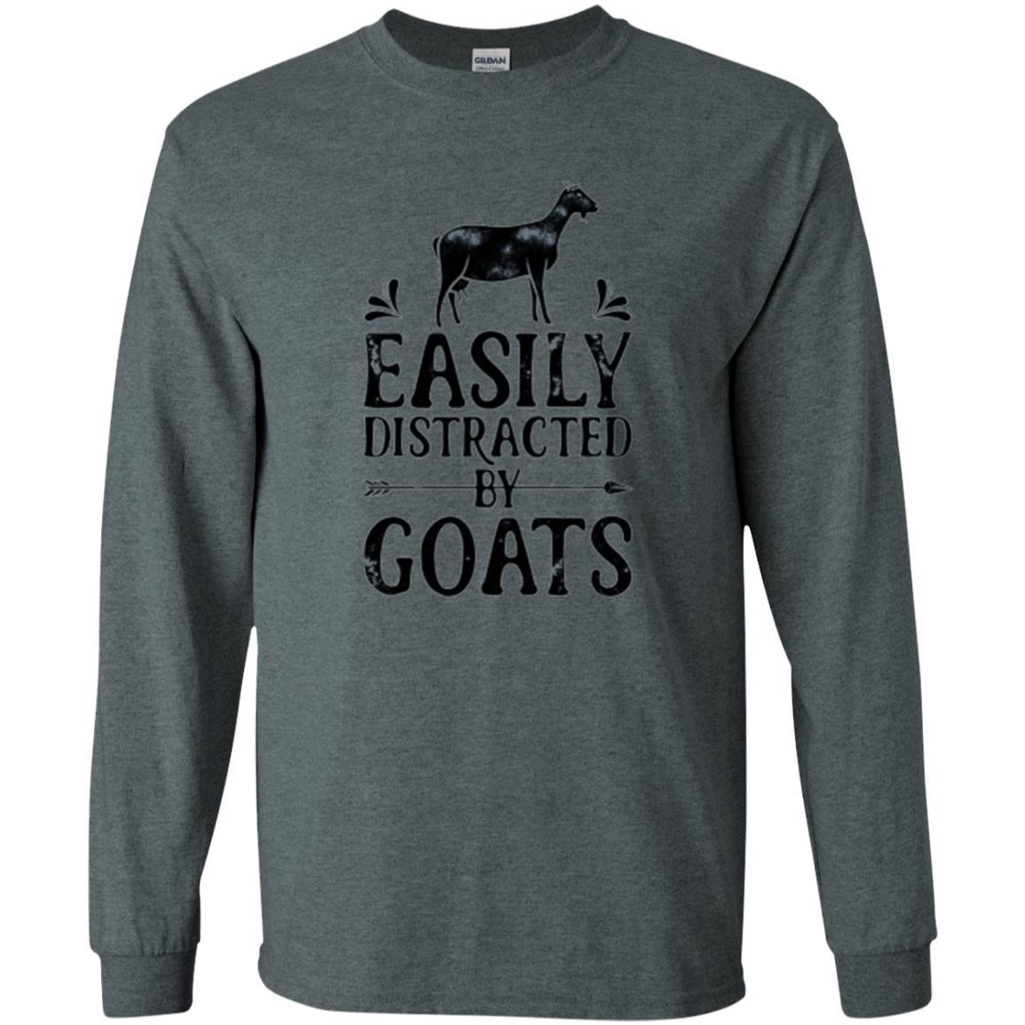 Goat Lover T-shirt Easily Distracted By Goats Dark Heather