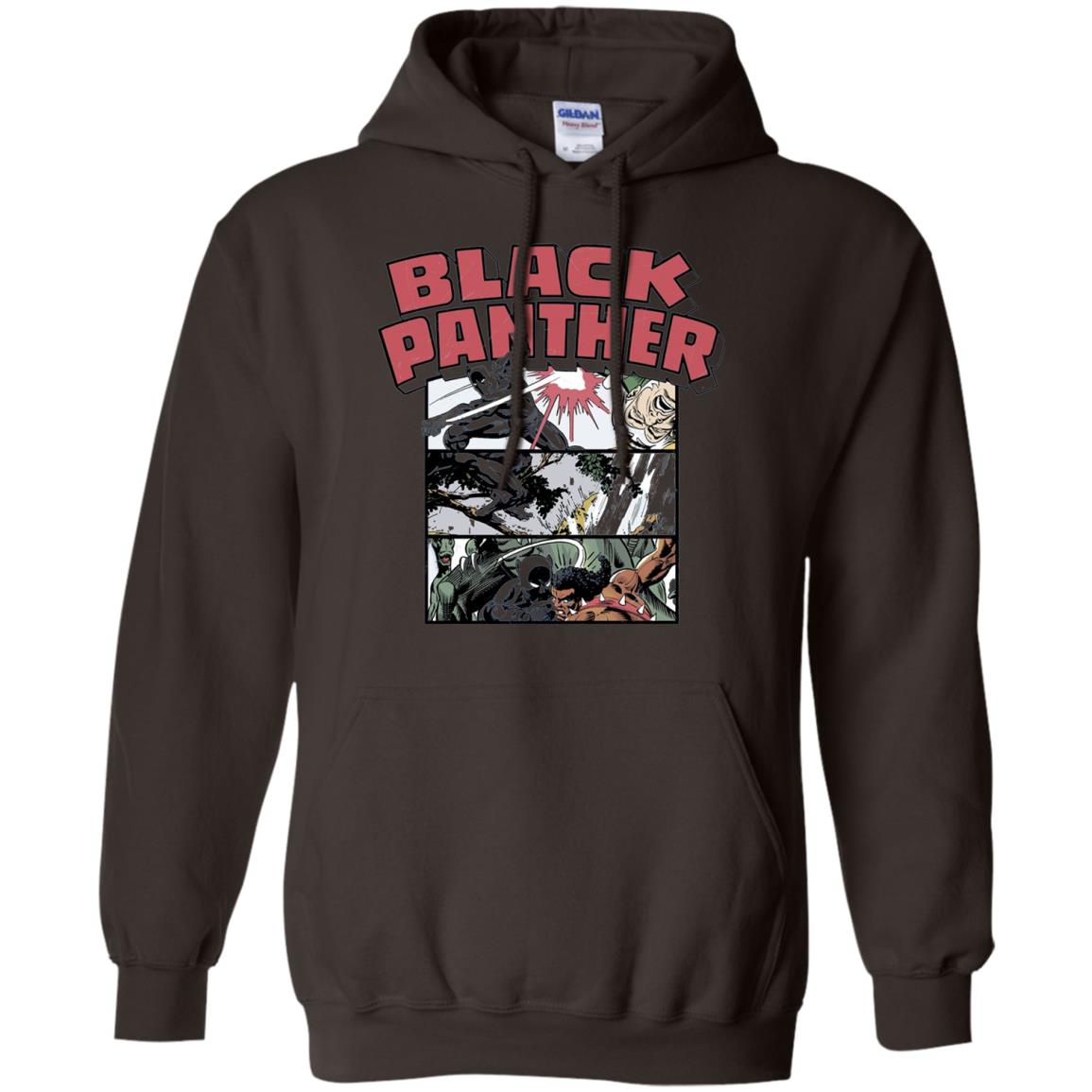 Black Panther Retro Comic Stacked Panel Art T-shirt Dark Chocolate
