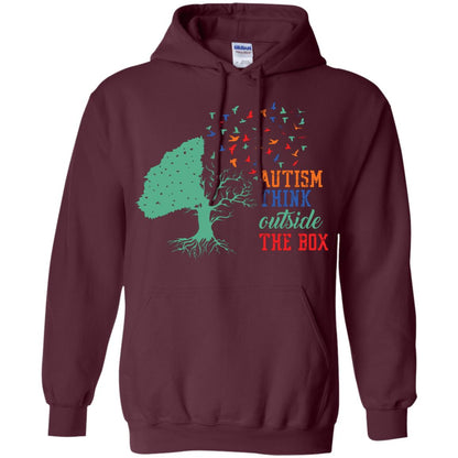 Autism Think Outside The Box Autism Awearness T-shirt Maroon