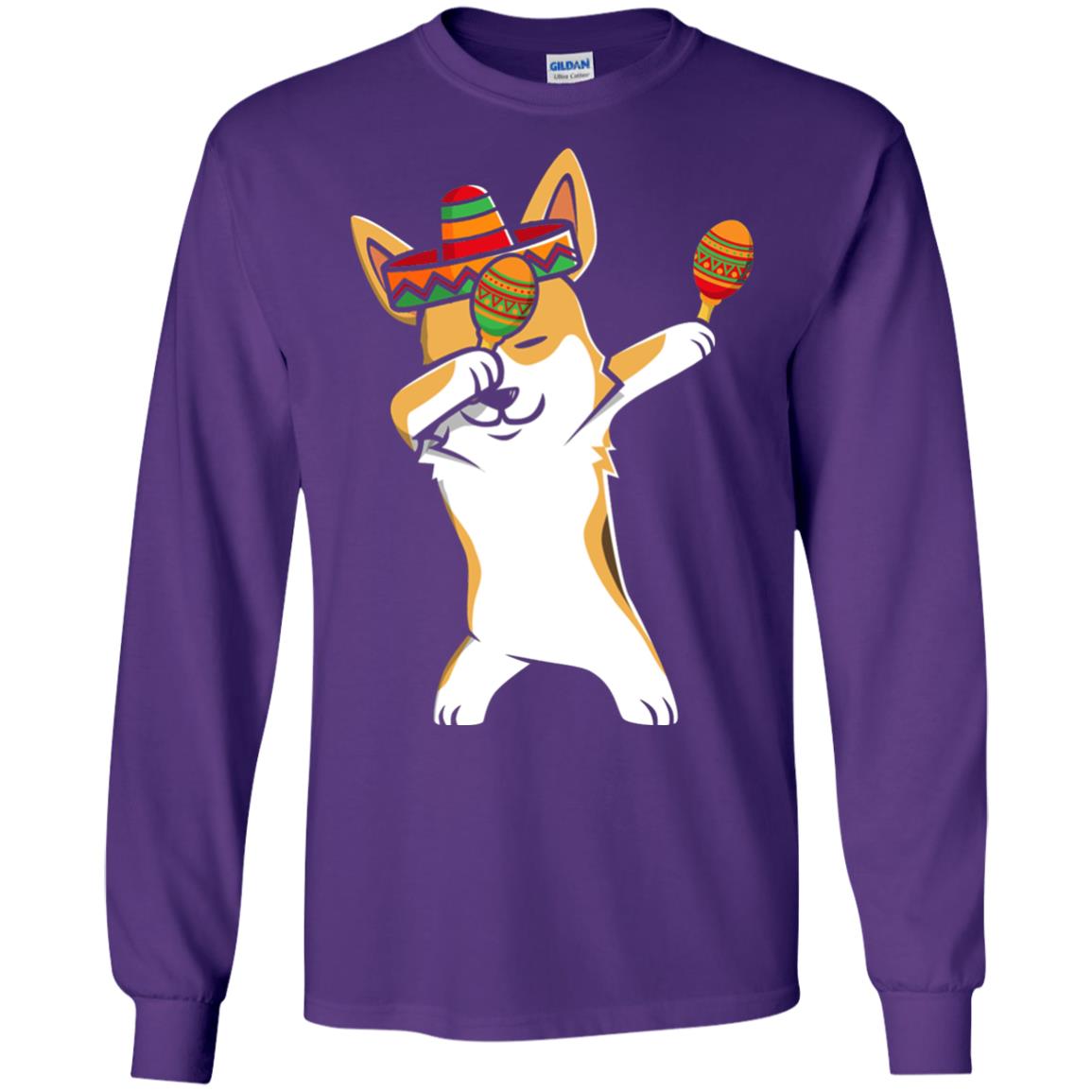 Dabbing Corgi Funny Cinco De Mayo T-shirt Purple