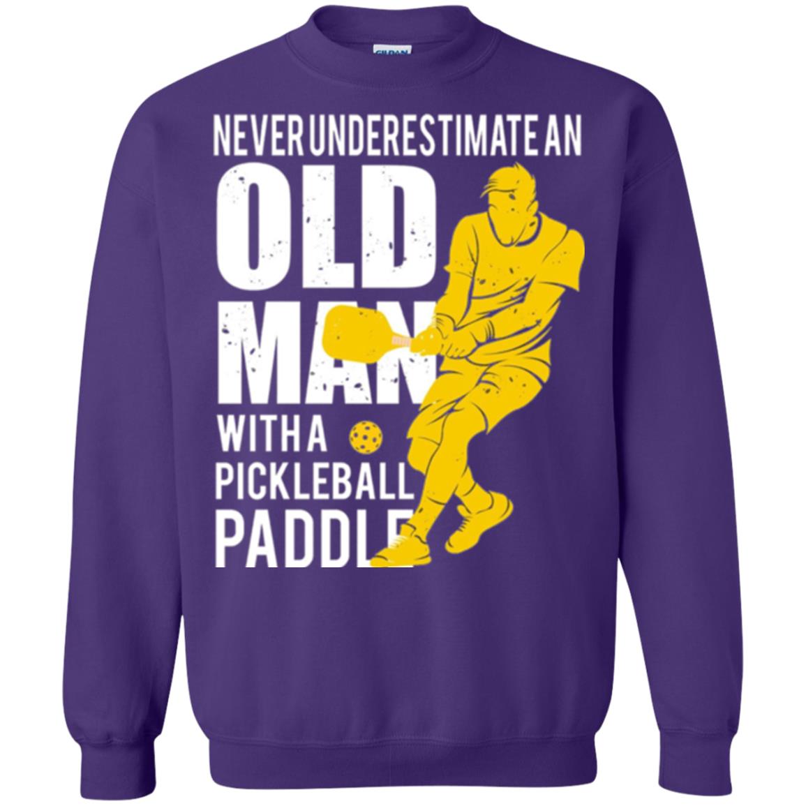 Pickleball T-shirt Never Underestimate Old Man With Pickleball Paddle Purple