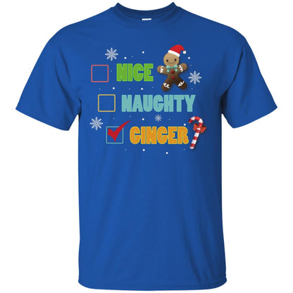 Nice Naughty Ginger X-mas List Gift Shirt Royal