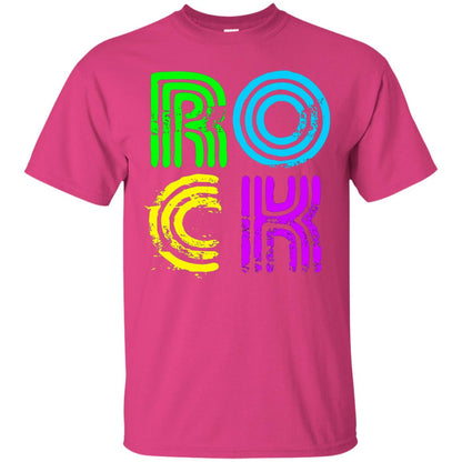 Bright Neon Colours Rock 80_s Retro Theme T-shirt Heliconia