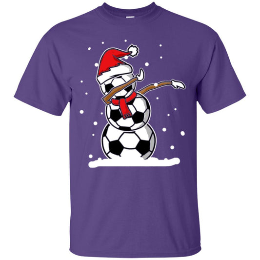 Christmas T-shirt Dabbing Snowman Soccer Purple