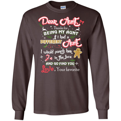 Dear Aunt Thank For Being My Aunt Christmas Holiday T-shirt Dark Chocolate
