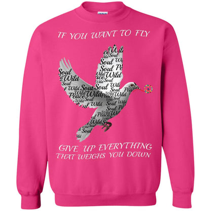 If You Want To Fly Give Up Everything That Weighs You Down Peace Sign Shirt Heliconia