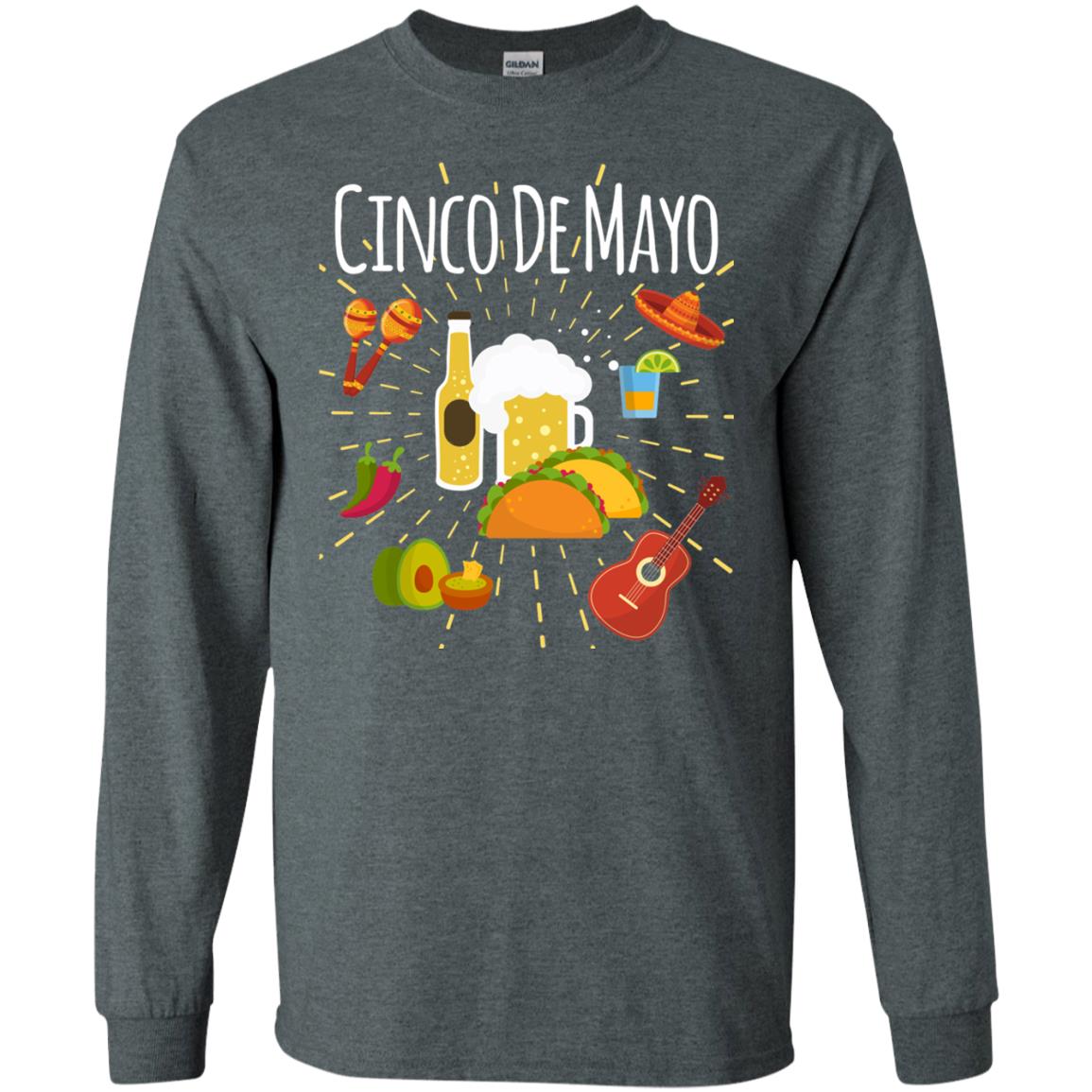 Cinco De Mayo Beer Tacos Guitar Mexico Shirt Dark Heather