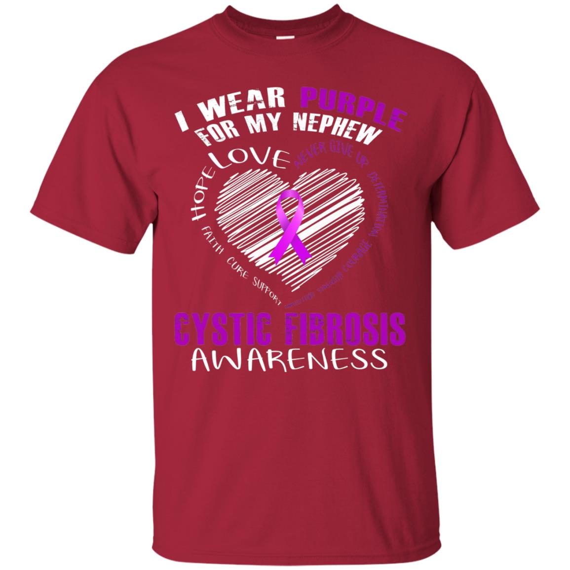 Cystic Fibrosis Awareness T-shirt I Wear Purple Cardinal