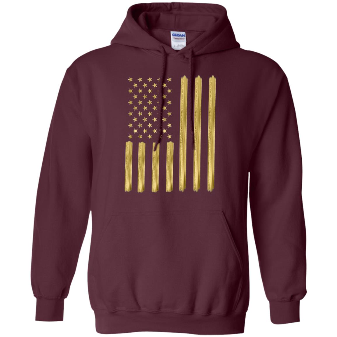 Faux Gold Paint American Flag T-shirt Maroon