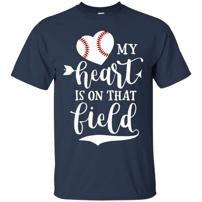 My Heart Is On That Field Softball Mom Shirt Navy