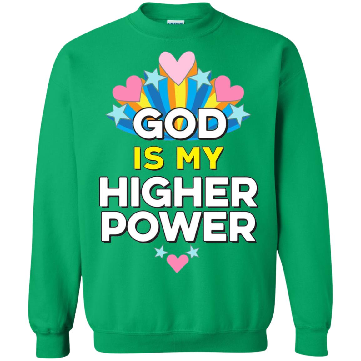 Funny Christian T-shirt God Is My Higher Power Hearts Stars Irish Green