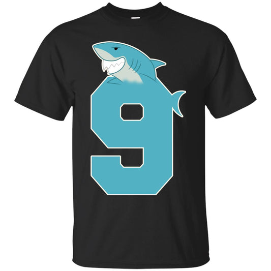 9th Birthday Shark Party Shirt Black