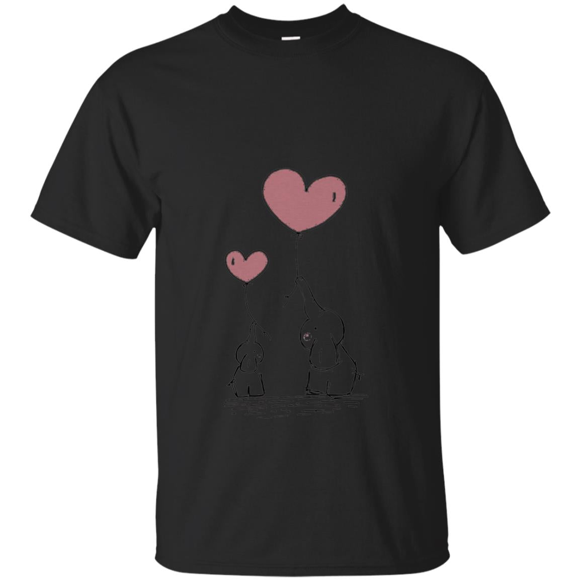 Elephants Mom Heart Balloons Family Shirt Black