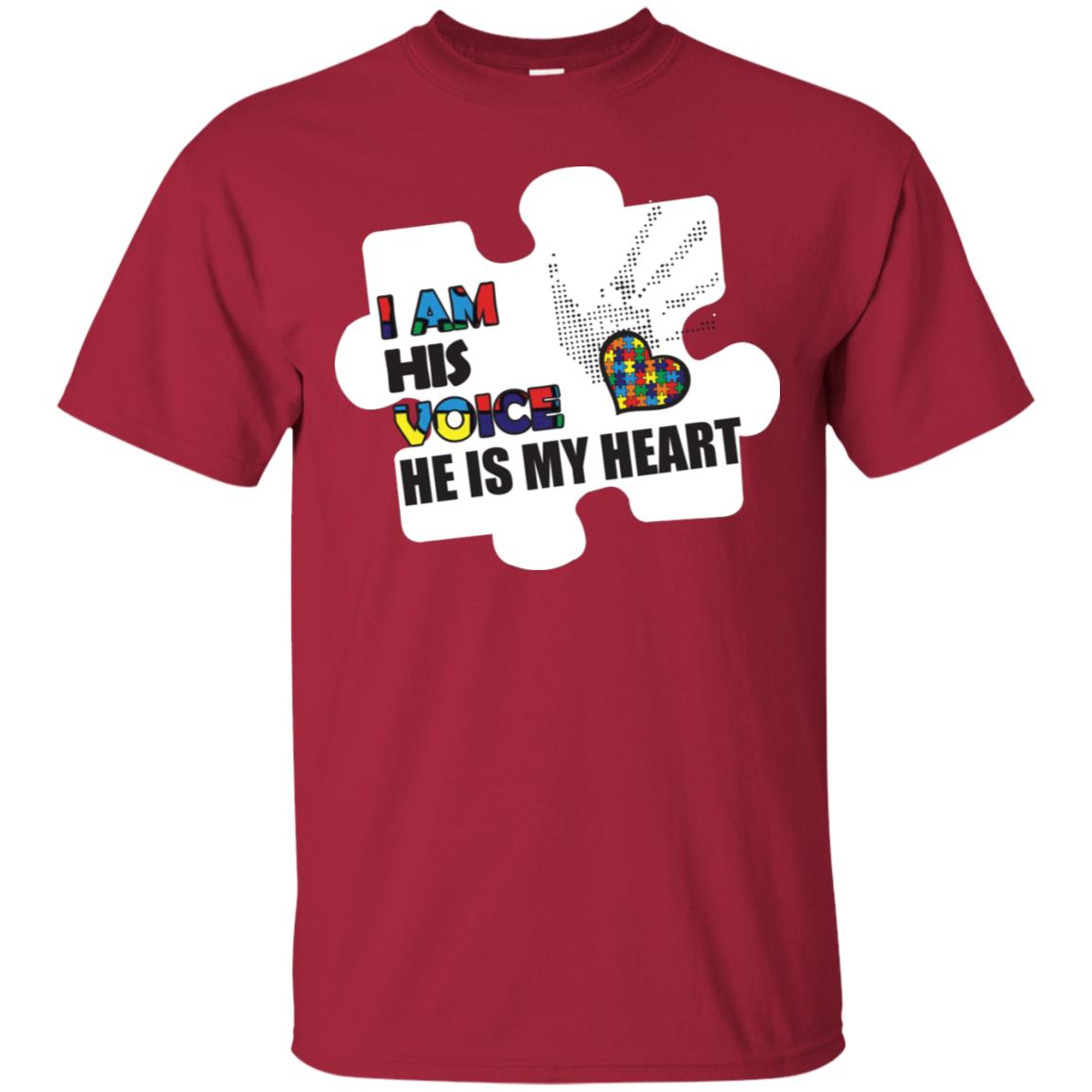 I Am His Voice He Is My Heart Autism Awareness Gift Shirt Cardinal