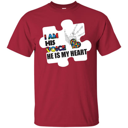 I Am His Voice He Is My Heart Autism Awareness Gift Shirt Cardinal
