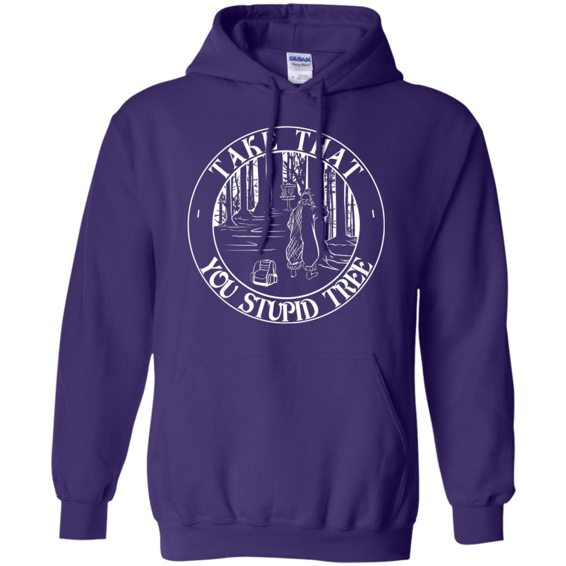 Take That Stupid Tree Funny Disc Golf T-shirt Purple