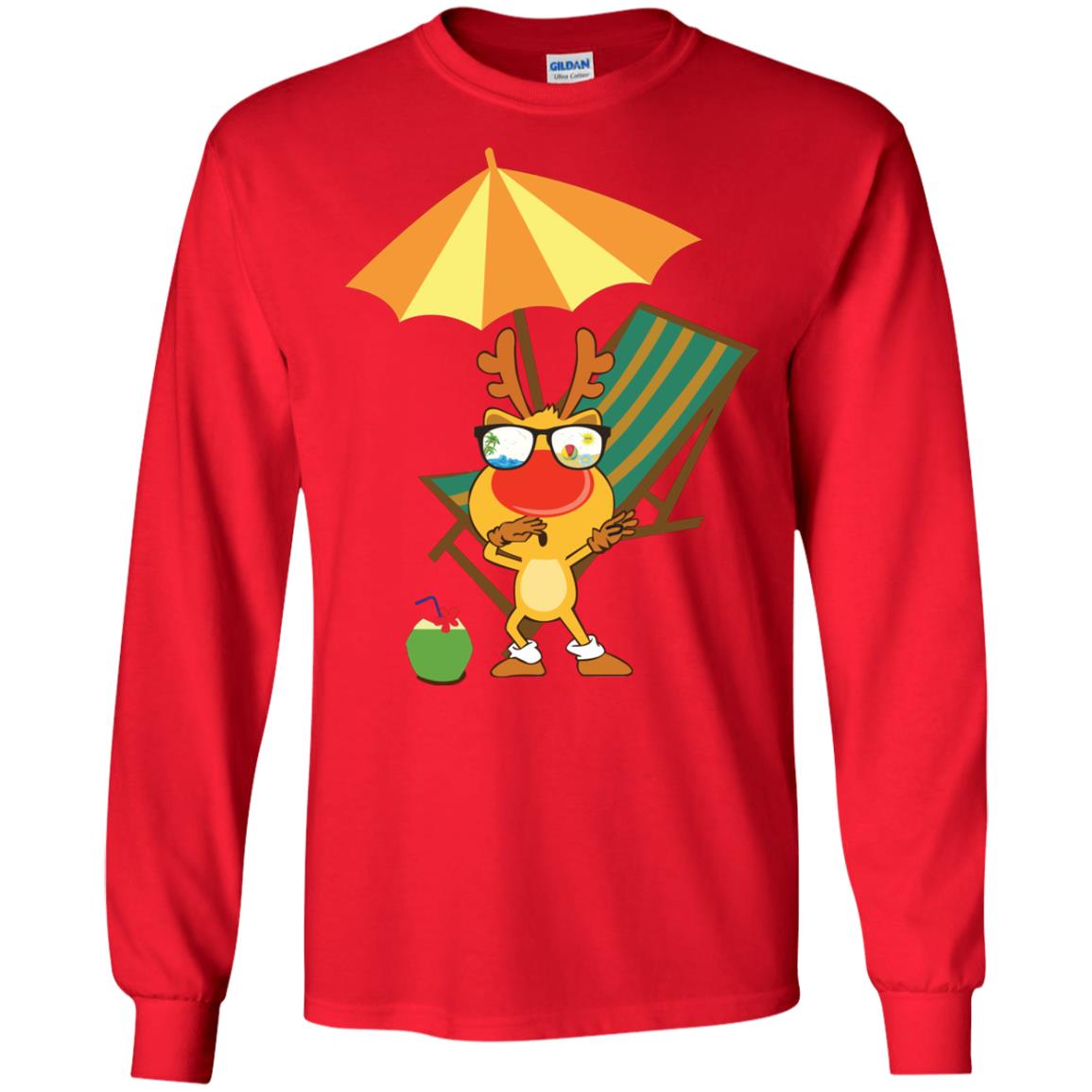 Dabbing Reindeer With Sunglasses Celebrate Xmas In July 2018 Shirt Red