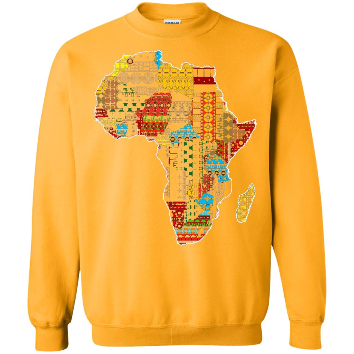 African Pride Traditional Ethnic Pattern Africa Map Shirt Gold
