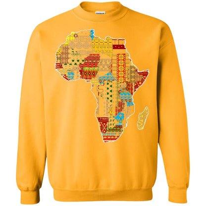 African Pride Traditional Ethnic Pattern Africa Map Shirt Gold