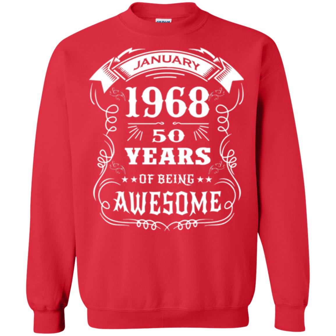 50th Birthday T-shirt Born In January 1968 Red