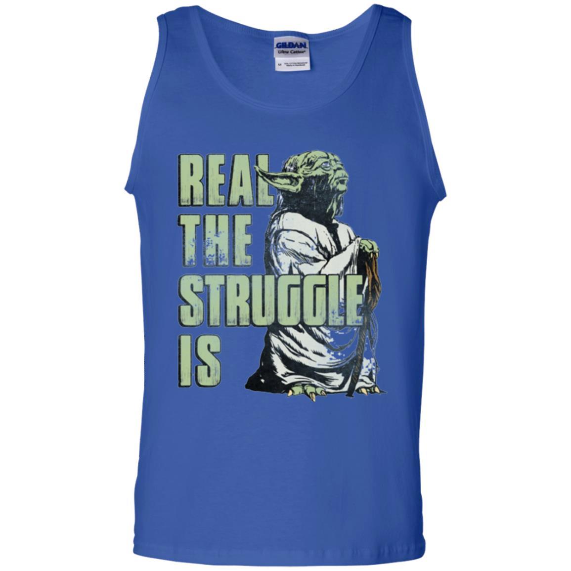 Film T-shirt Star Wars Yoda Real The Struggle Is Graphic Royal