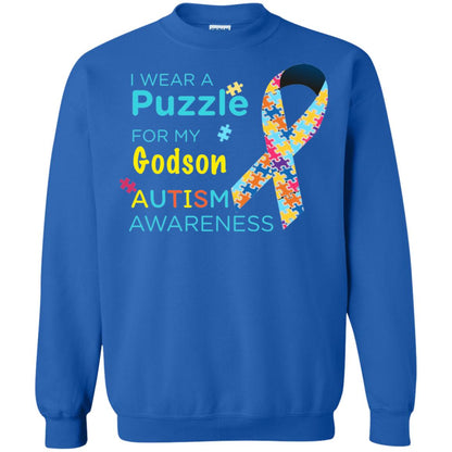 I Wear Puzzle For My Godson Autism Awareness Shirt Royal