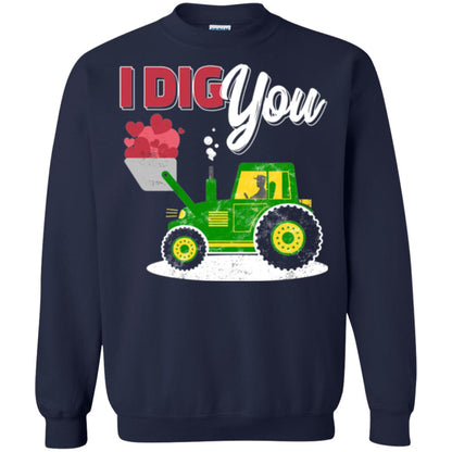 Farmer Valentines Day T-shirt Farm Tractor I Dig You Navy