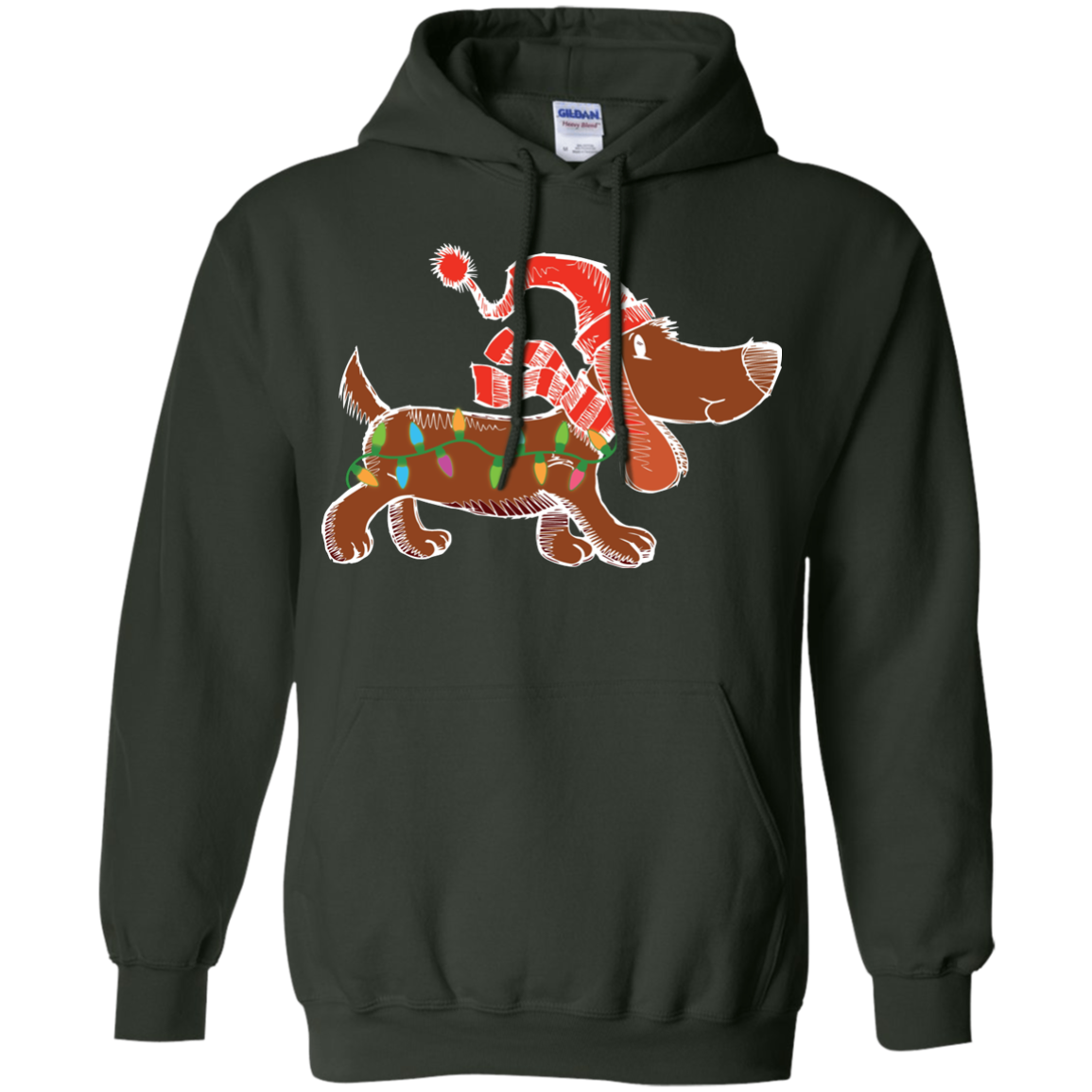 Dog Lover T-Shirt Christmas Lights Labrador Retriever Dog Lover Forest Green