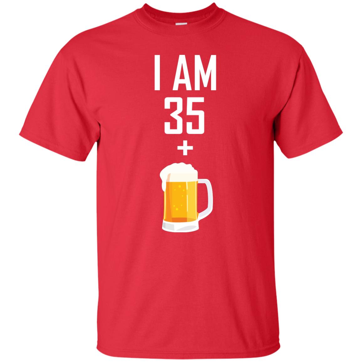 I Am 35 Plus 1 Beer 36th Birthday T-shirt Red