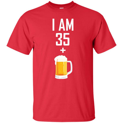 I Am 35 Plus 1 Beer 36th Birthday T-shirt Red