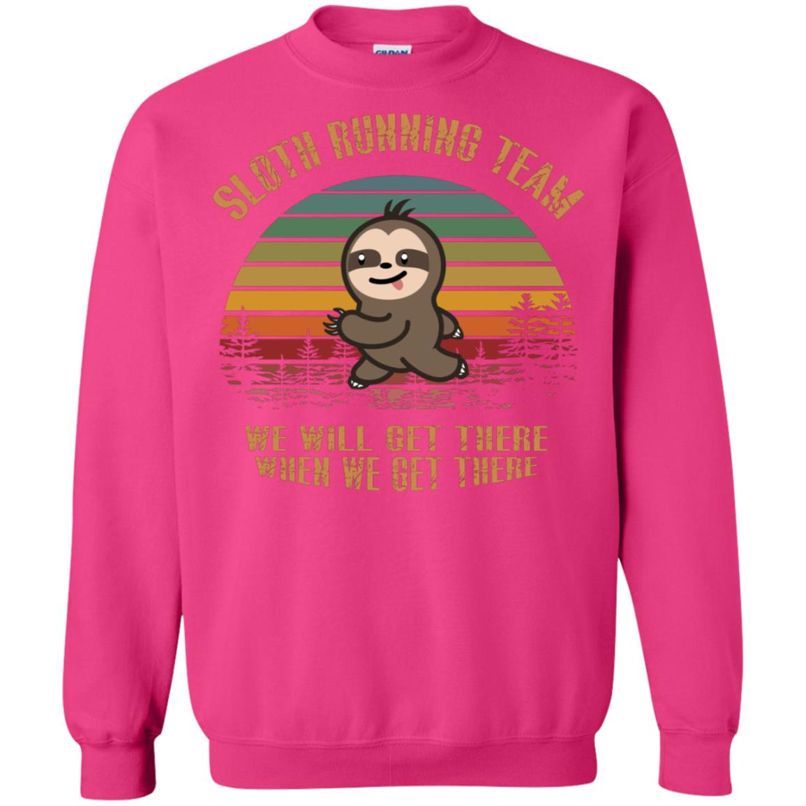 Sloth Running Team We Will Get There When We Get There Shirt Heliconia