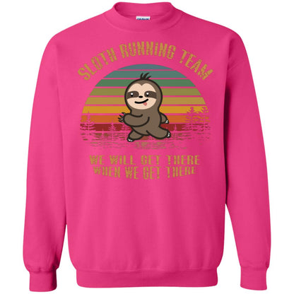 Sloth Running Team We Will Get There When We Get There Shirt Heliconia